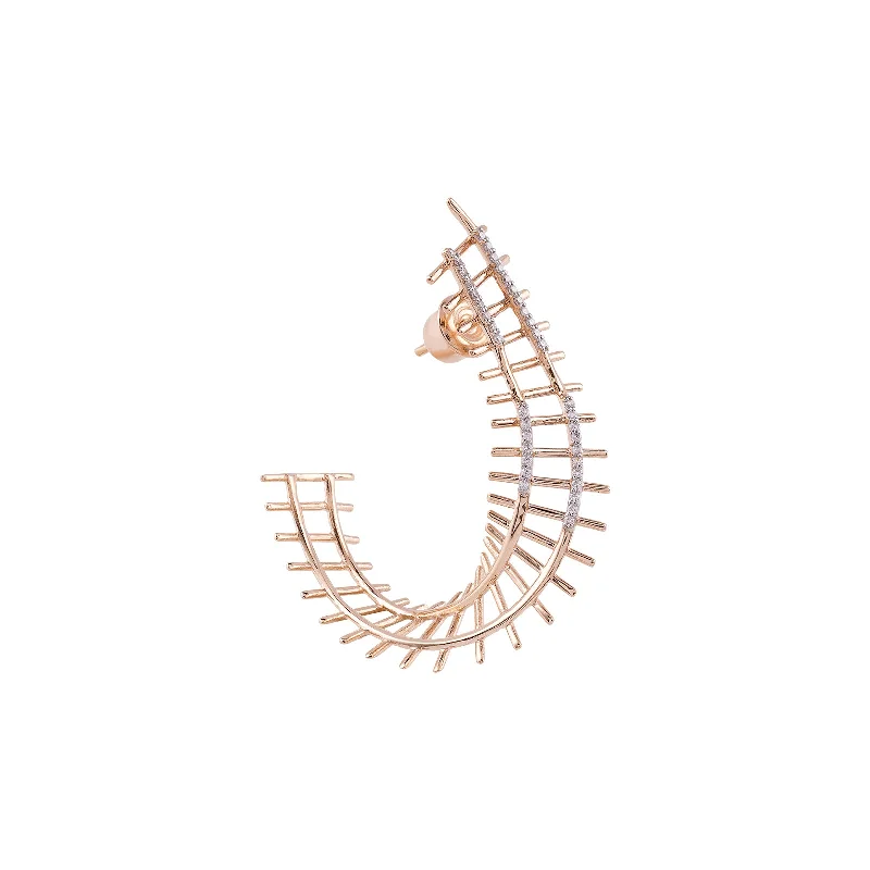 Wide tier earrings-Maxi Railway Hoop Earring