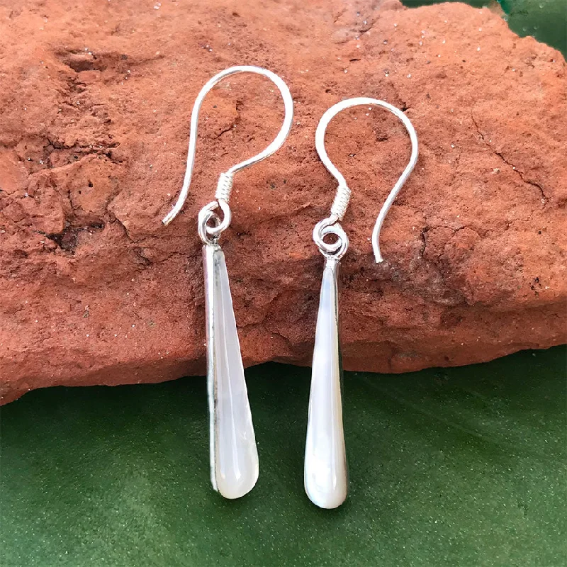 Bamboo design earrings-Jiwa Mother of Pearl Earrings - Sterling Silver, Indonesia