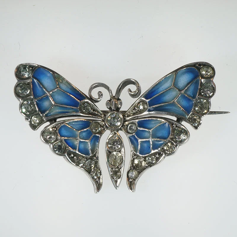 Reef knot brooch-Gossamer Plique-à-jour Enamel Butterfly Brooch