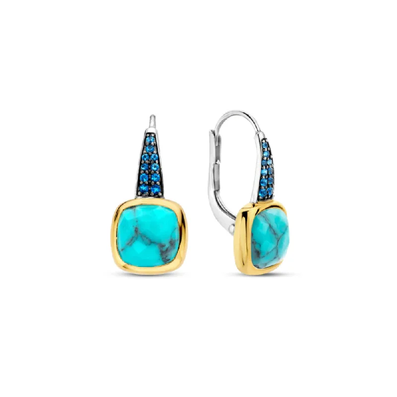 Wide hoop earrings-Ti Sento Vibrant Turquoise Drop Earrings