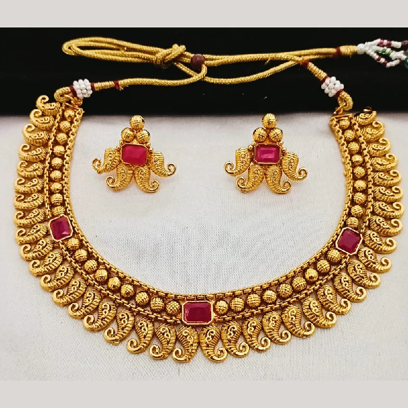 Wide weave necklaces-Manisha Jewellery Gold Plated Necklace Set