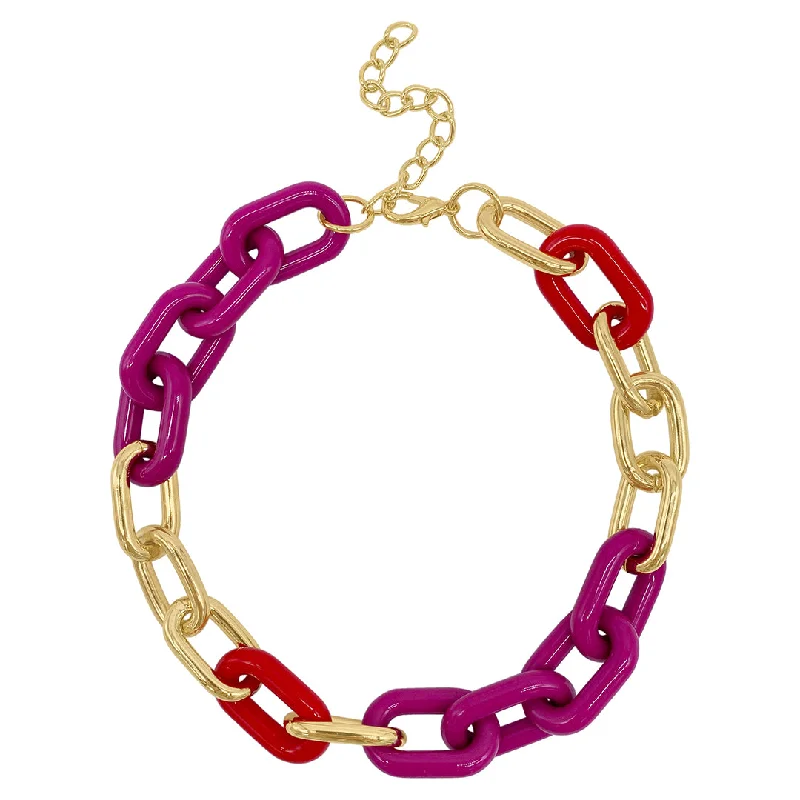 Topaz stone bangles-Oversized Color Link Necklace