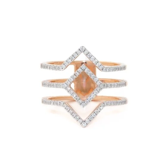 Topaz solitaire rings-Rose Gold Arrow Ring 14k