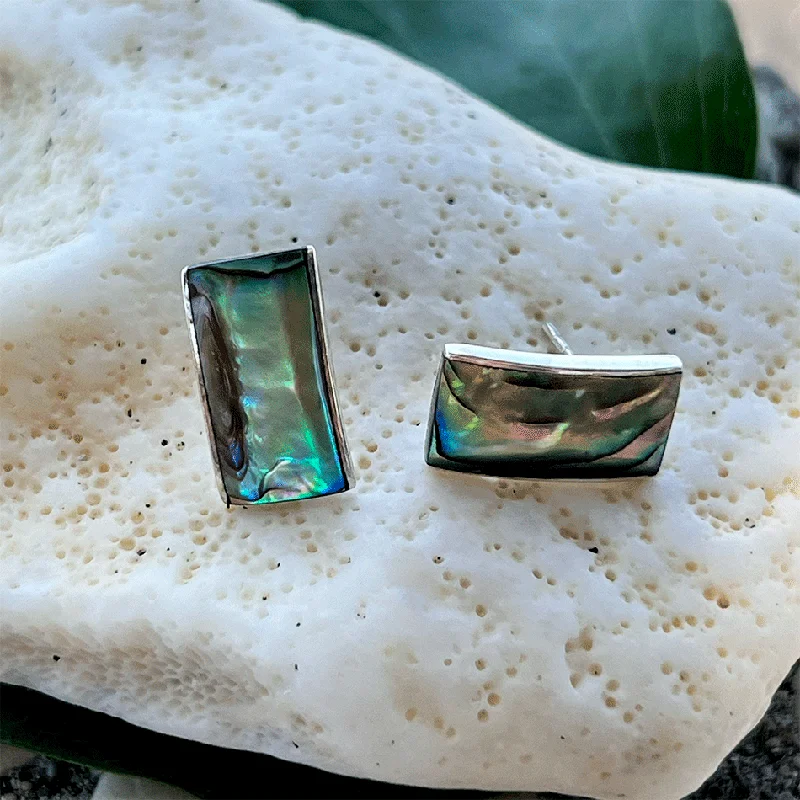 Wave drop earrings-Abalone Wave Earrings - Sterling Silver, Indonesia