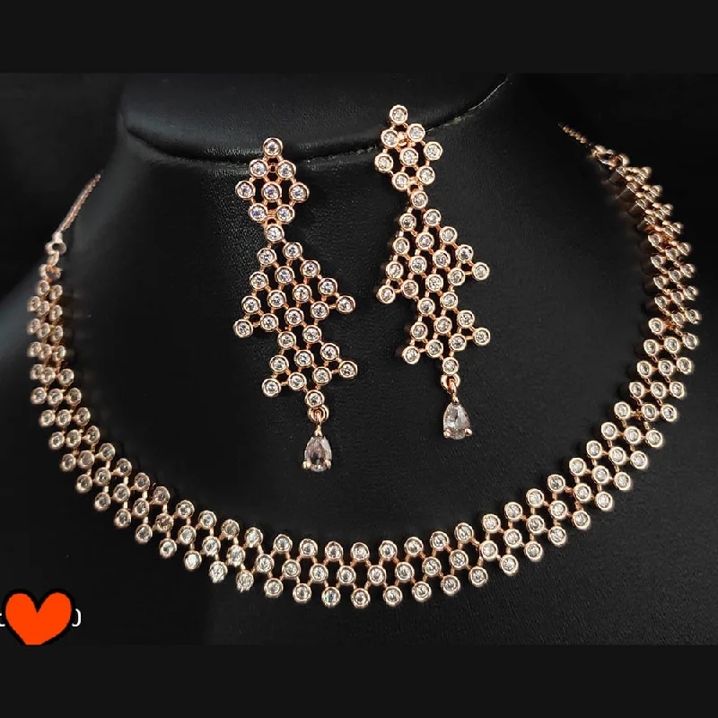 Polished bead necklaces-Manisha Jewellery American Diamond Necklace Set