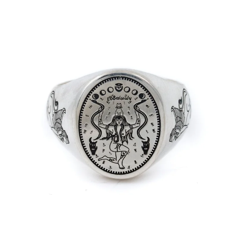 Retro flair rings-Silver x Eudaimonia Signet