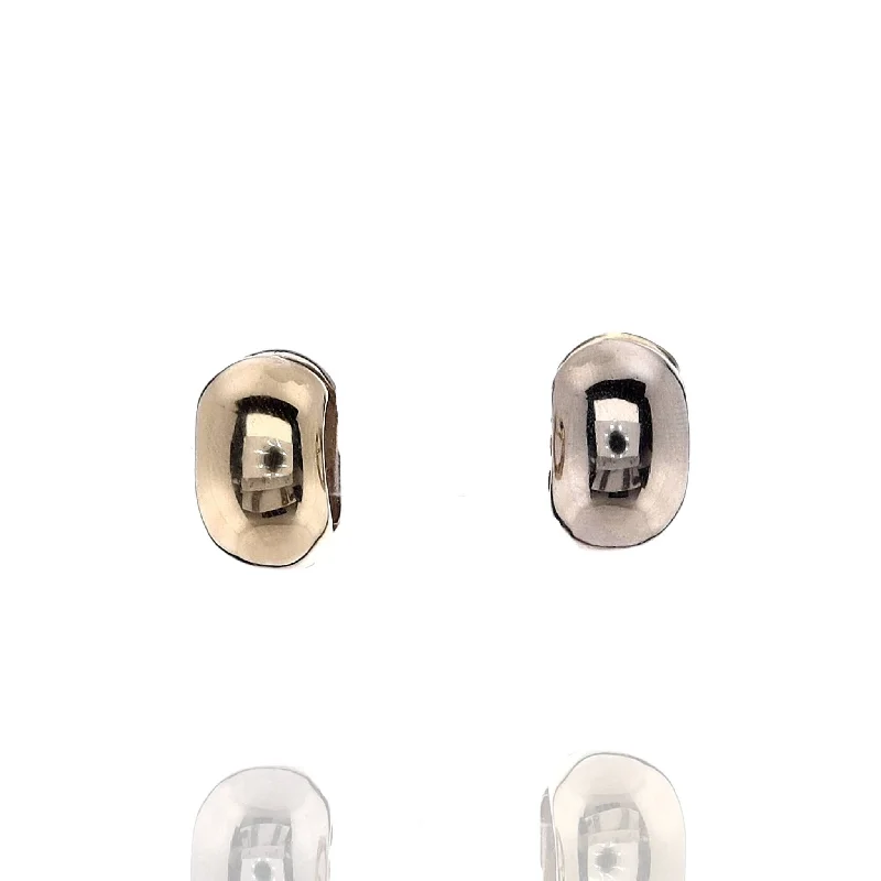 Fine threader earrings-Estate 14k Yellow and White Gold Polished White/Yellow Reversible Huggie Hoop Earrings