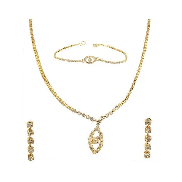 Lustrous pearl necklaces-Kriaa Gold Plated Necklace Set With Bracelet - 1201911