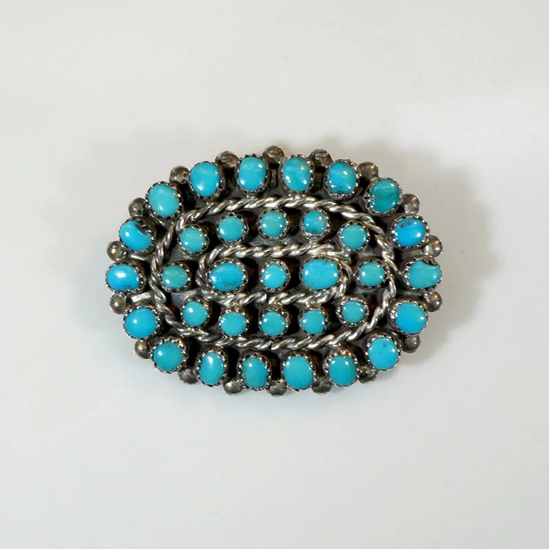 Spirit eye brooch-Zuni Turquoise & Sterling Silver Brooch