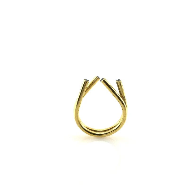 Flat twist rings-Open Gold Ring