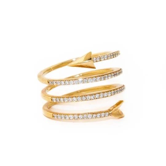 Shiny name rings-Gold Pave Diamond Twisted Arrow Ring