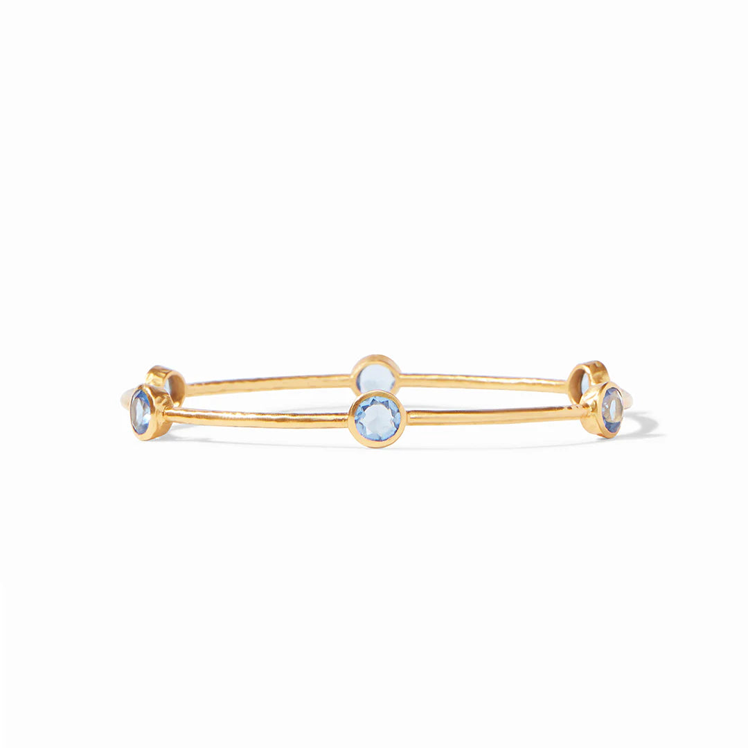 Daisy motif bangles-Julie Vos Milano Bangle Bracelet with Chalcedony Blue Stations