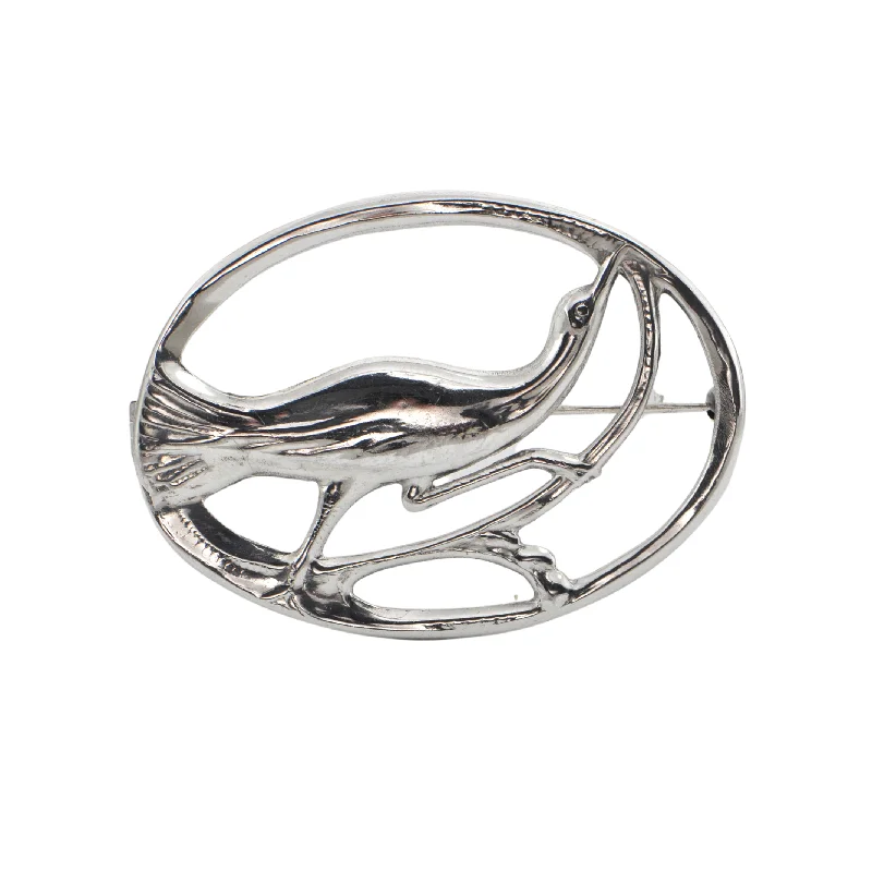 Smooth gem brooch-Vintage Carl Poul Petersen Sterling Silver Bird Brooch