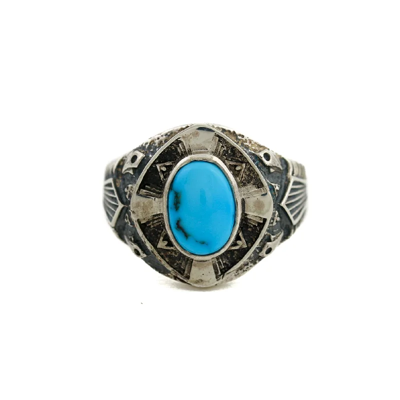 Smooth form rings-Silver x Electric Egyptian Turquoise "St. Augustine" Ring