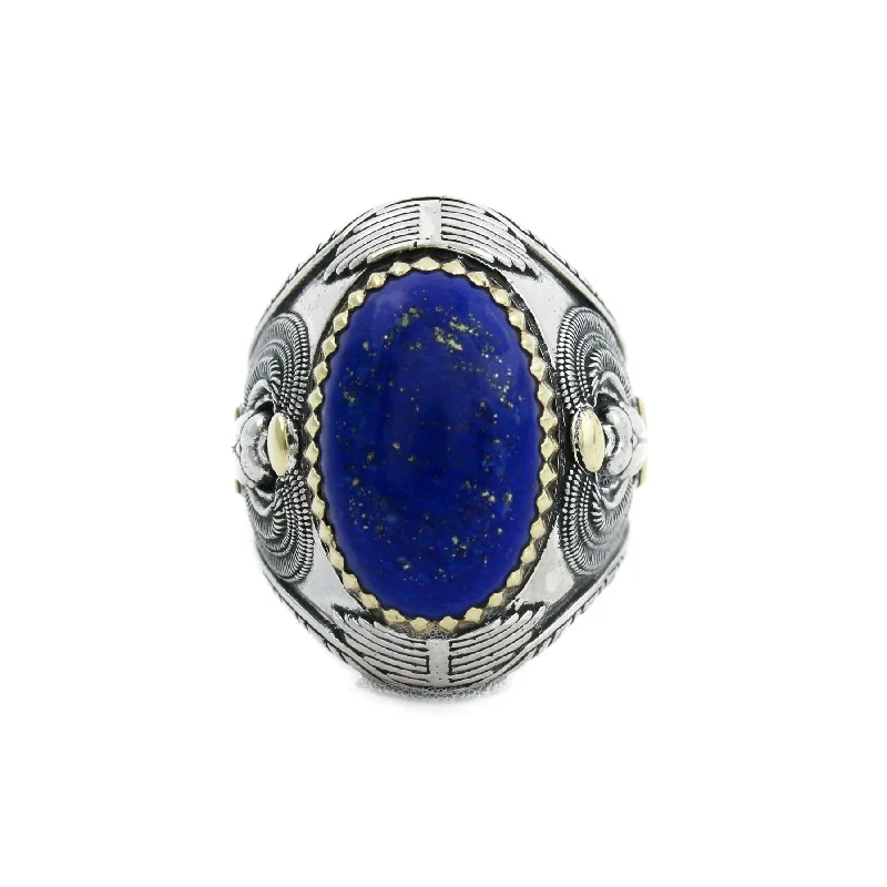 Blended metal rings-Heavy "Ramses" Ring x Lapis Lazuli by Kingdom