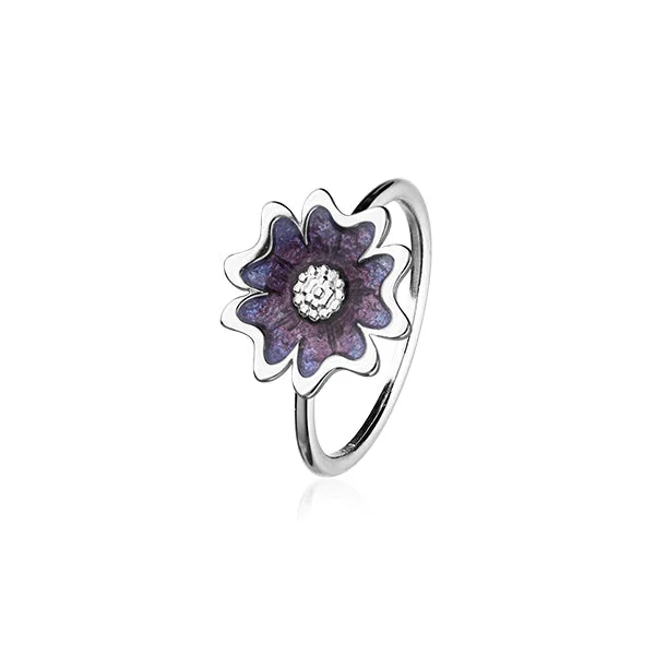 Minimal silver rings-Scottish Primrose Silver Ring ER144