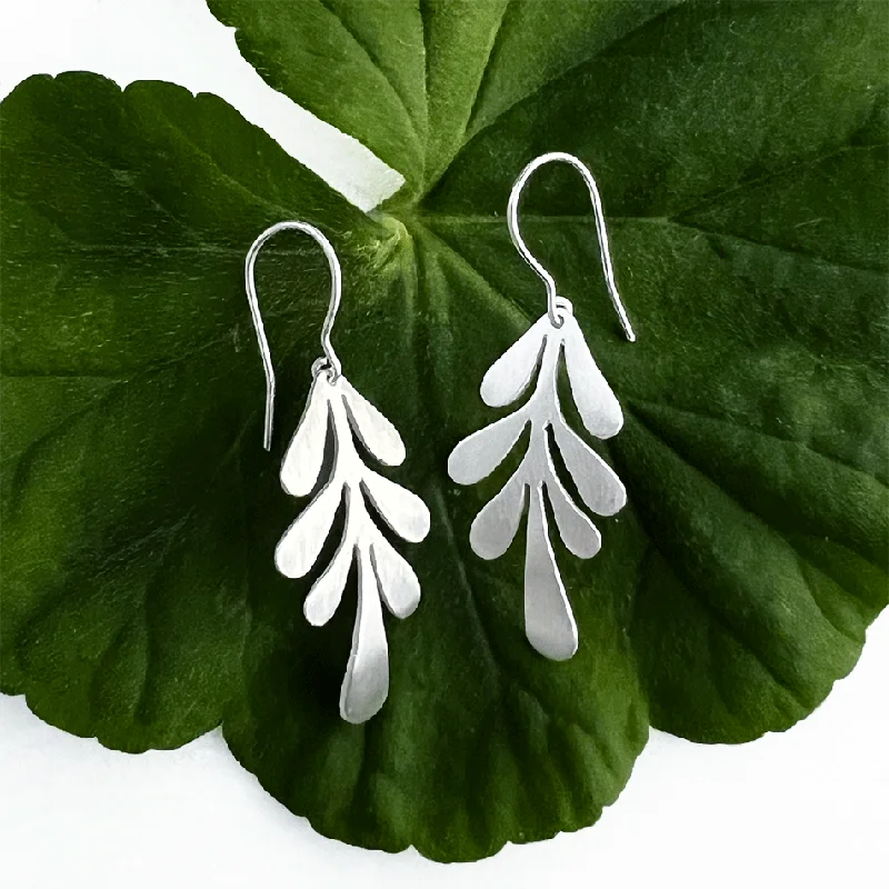 Silk cord earrings-Lovely Leaf Earrings - Sterling Silver, Indonesia