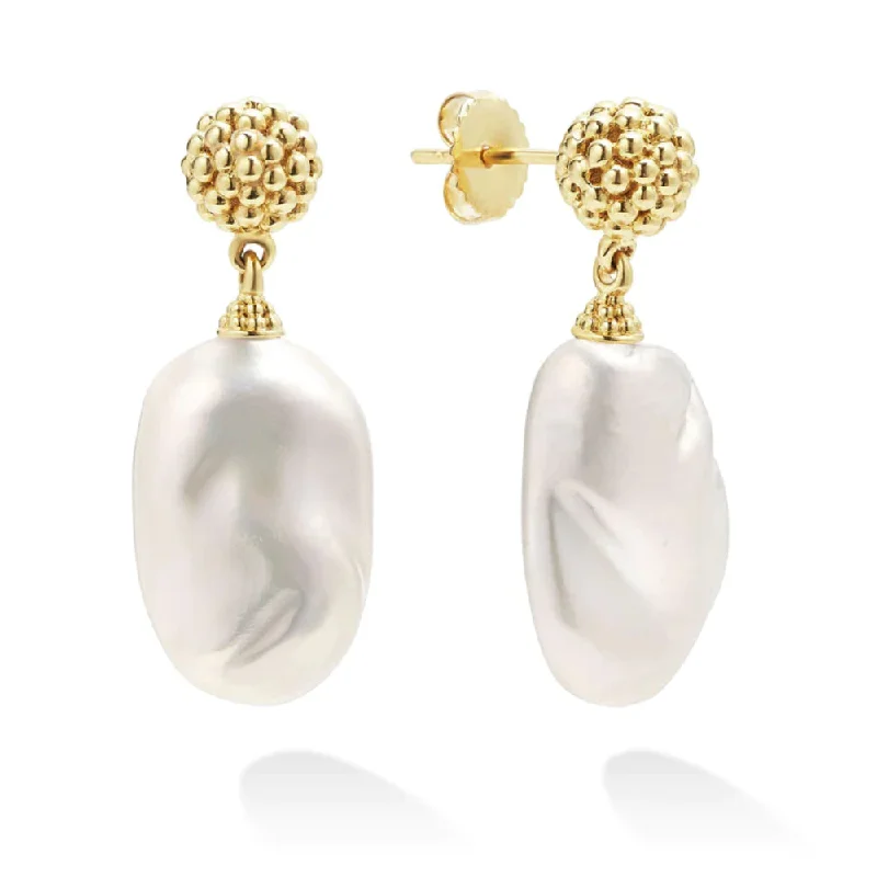 Wanderer feather earrings-Lagos Luna Baroque Pearl Drop Earrings