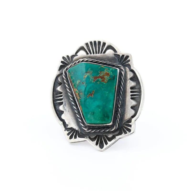 Retro charm rings-Framed Turquoise Ring by Tommy Jackson