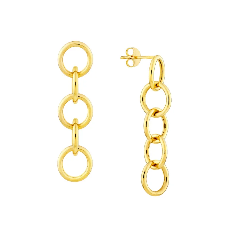 Cotton cord earrings-14k Gold Endless Link Dangle Earrings