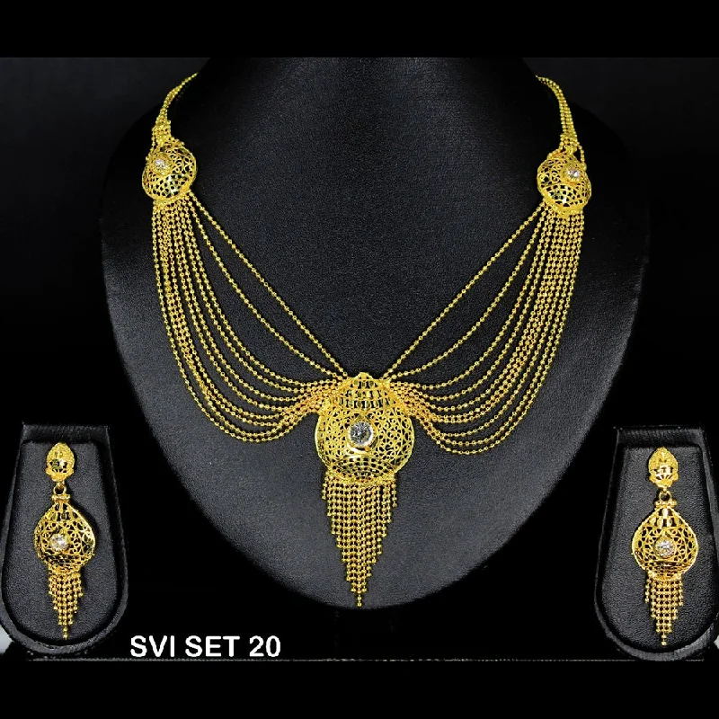 Emerald drop necklaces-Mahavir Forming Gold Necklace Set  - SVI SET 20