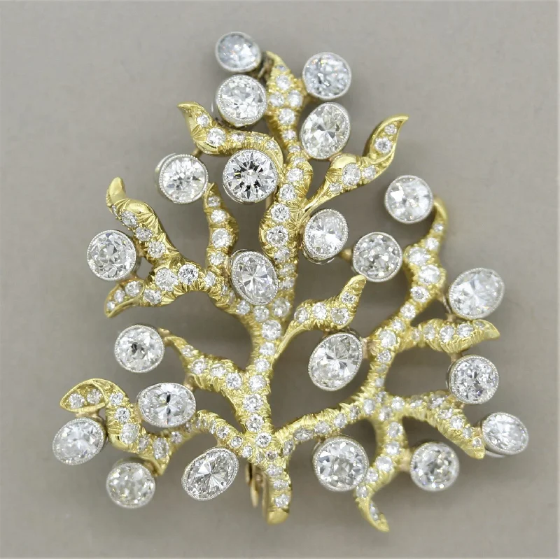 Daisy design brooch-Julius Cohen Diamond Gold Tree-of-life Brooch