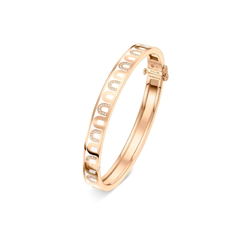 Leaf charm bangles-L'Arc de DAVIDOR Bangle PM, 18k Rose Gold with Lacquered Ceramic and Colonnato Diamonds