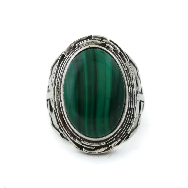 Patina bronze rings-"Fractal" Ring x Malachite