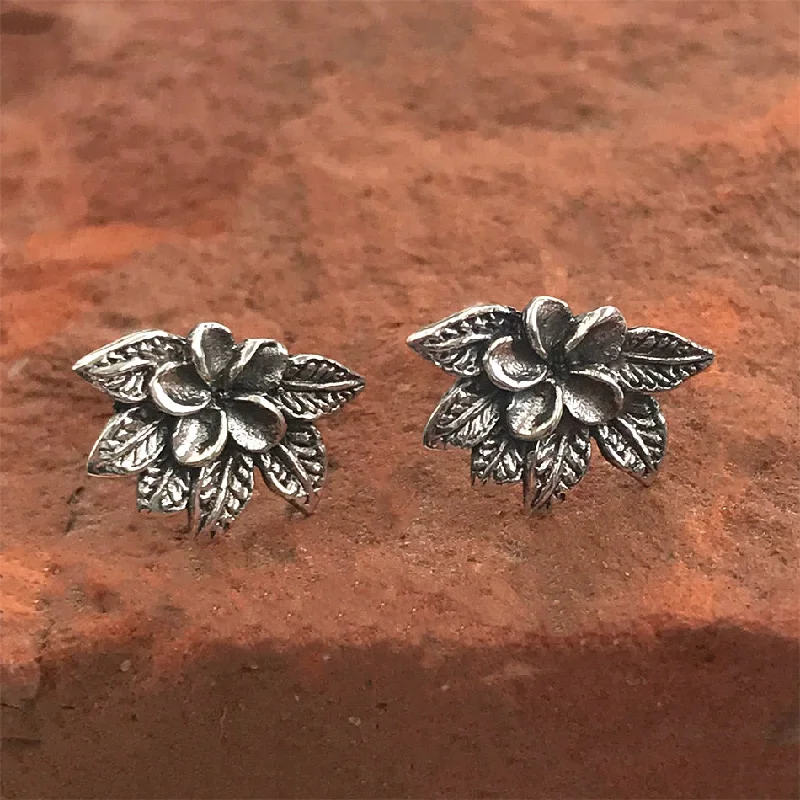 Polished art earrings-Petit Flower Studs - Sterling Silver, Indonesia