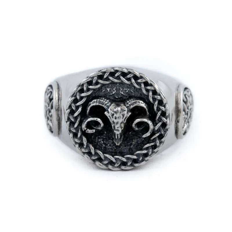 Pink stone rings-Weaved "Celtic Aries" Ring