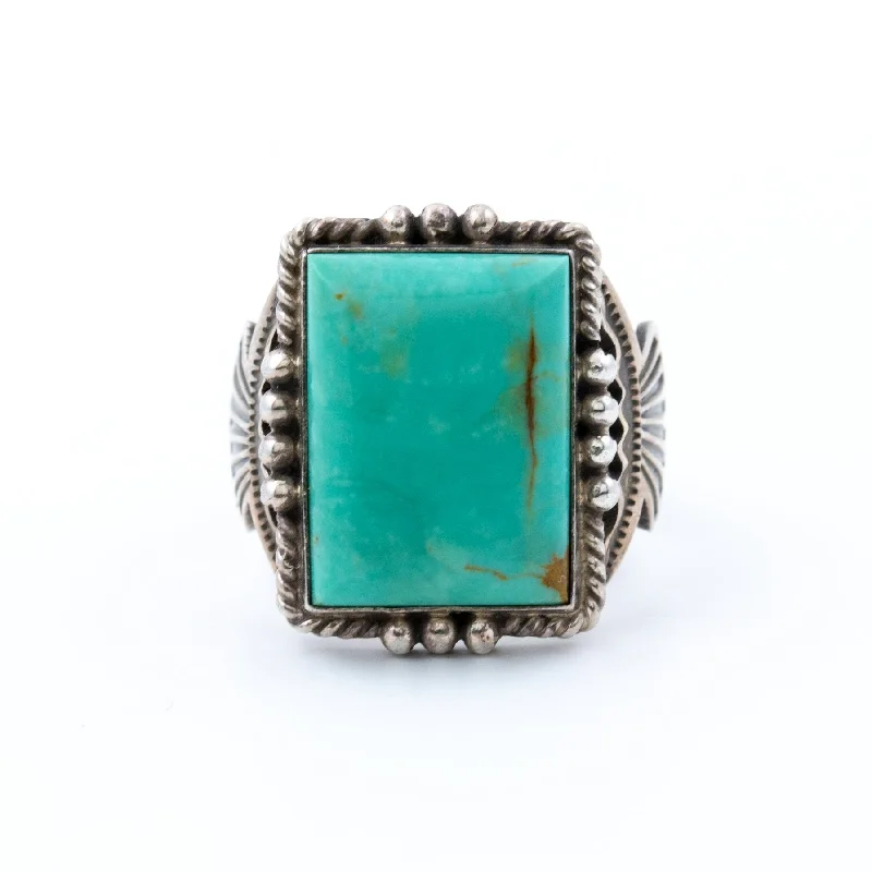 Bold geometric rings-Square-Cut Baby Blue Turquoise Ring