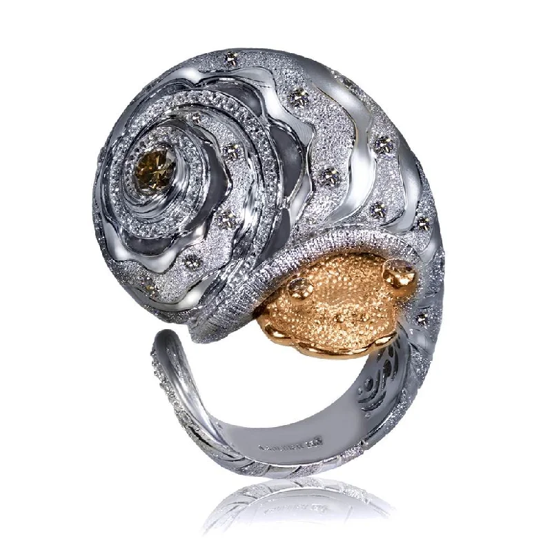 Silk thread rings-Gold Codi The Snail Ring with Diamonds