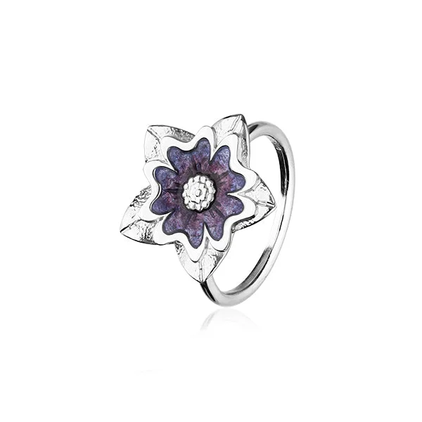 Crystal-twisted rings-Scottish Primrose Silver Ring ER145