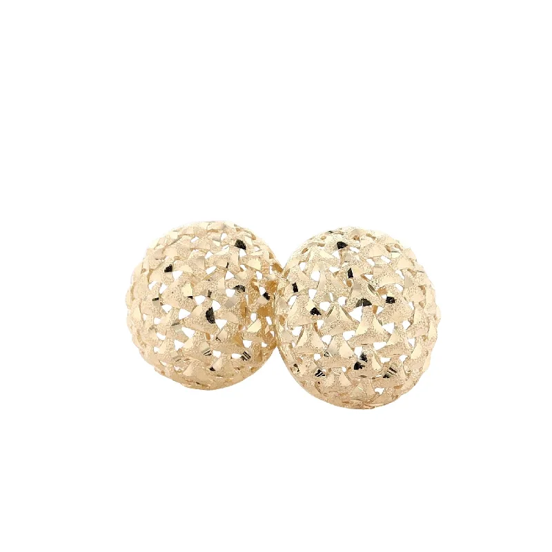 Silk cord earrings-Estate 14kYellow Gold Domed Diamond Cut Earrings