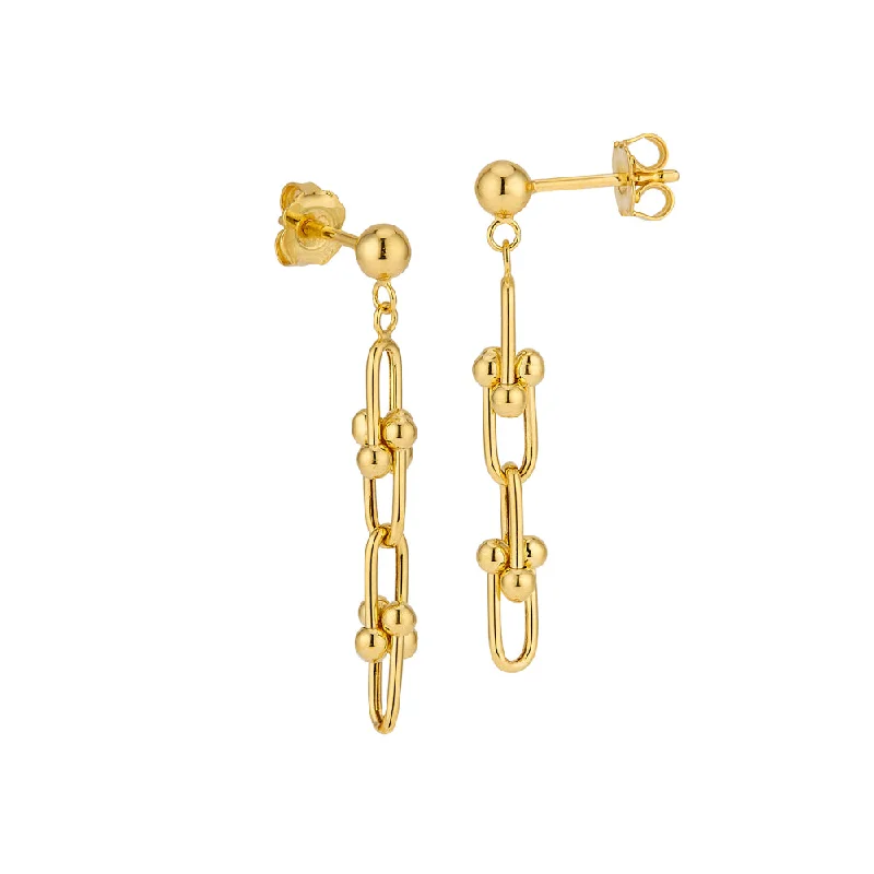 Subtle drop earrings-14k Gold Designer U-Link Earrings