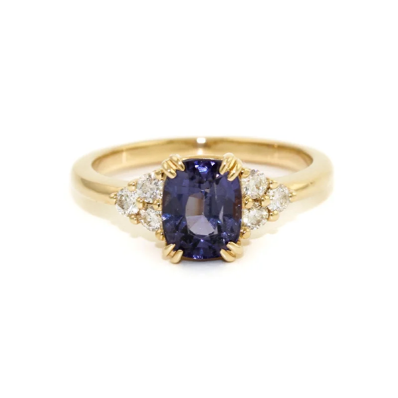 Open frame rings-Lavender Spinel x Diamond 14 KT Engagement Ring