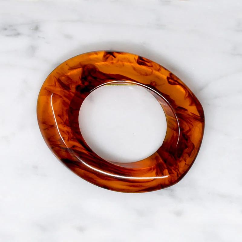 Warm clay brooch-Chunky Modernist Sculptural Lucite Brooch