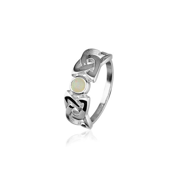 Small stack rings-Celtic Silver Ring SR110 White Opal