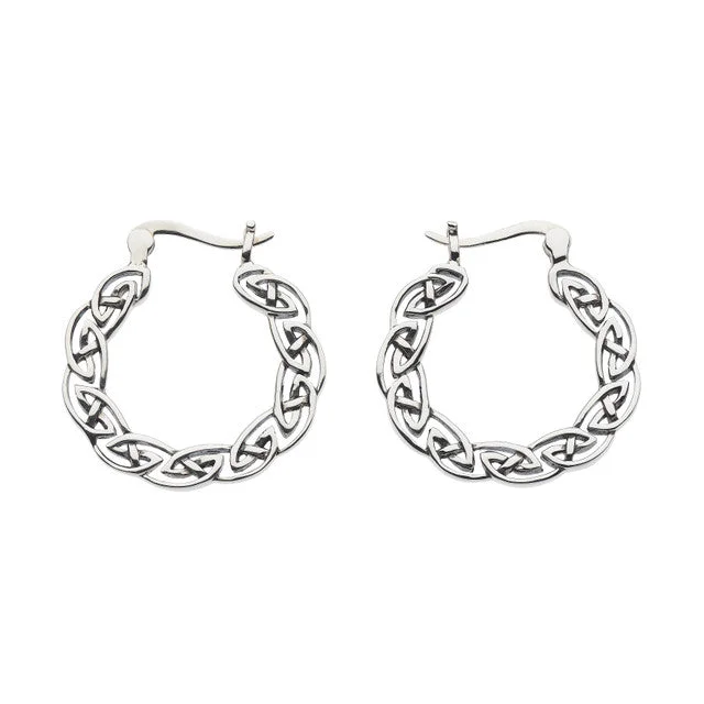 Light clay earrings-Kit Heath Sterling Silver Celtic Full Hoop Earrings