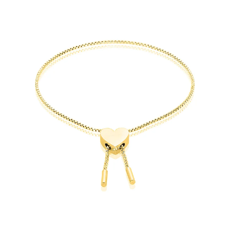 Light accent bangles-14k Gold Plated Heart Bolo Bracelet