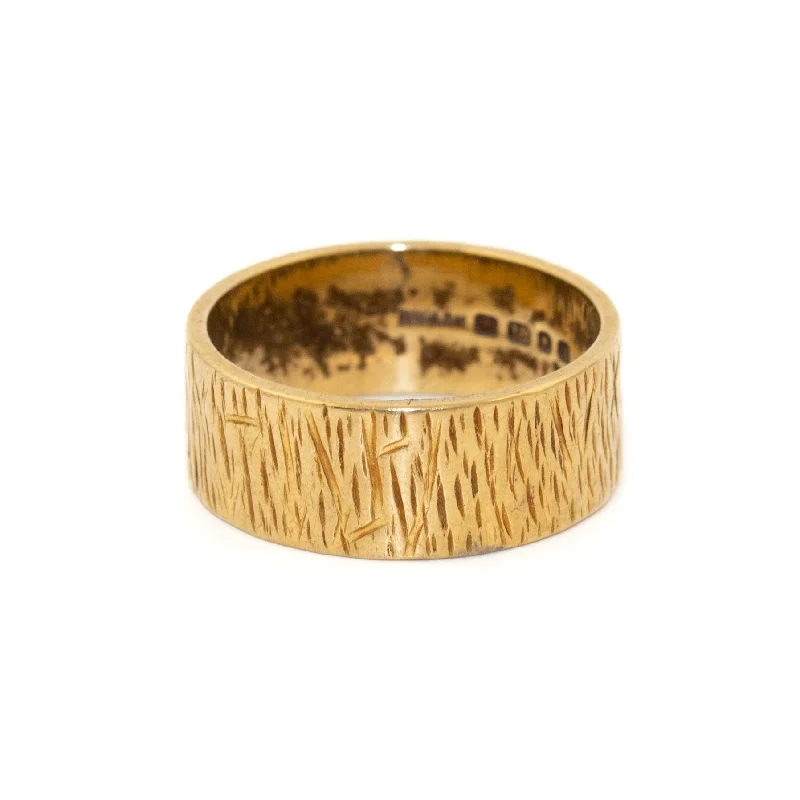 Frosted bead rings-Slash Textured 18K Gold Band