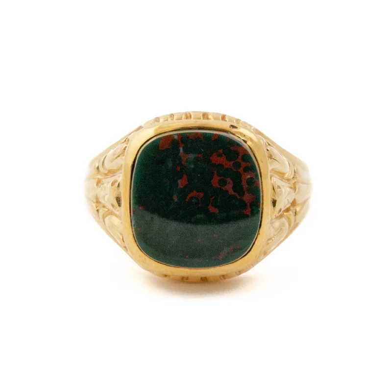 Oval charm rings-14K Gold Bloodstone Signet