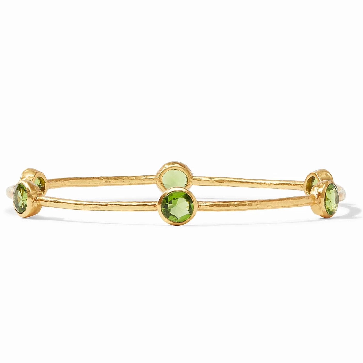 Textured metal bangles-Julie Vos 24K Gold Plated Milano Bangle Bracelet with Green Chalcedony, Large