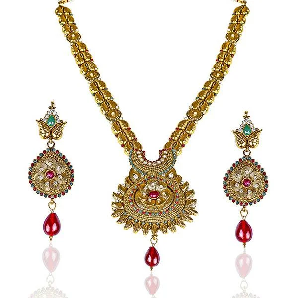 Freshwater pearl necklaces-Mithya Gold Plated Austrian Stone Necklace Set - 2000124