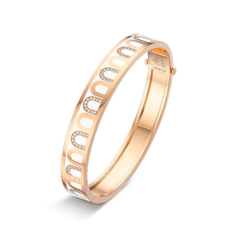 Tight clasp bangles-L'Arc de DAVIDOR Bangle MM, 18k Rose Gold with Lacquered Ceramic and Colonnato Diamonds