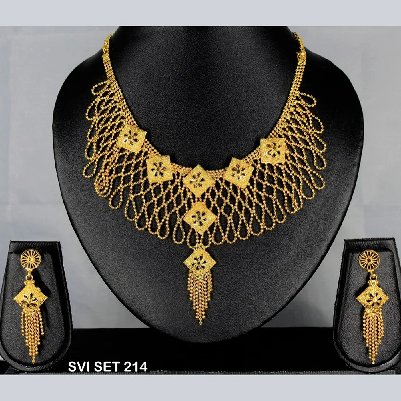 Sapphire pendant necklaces-Mahavir Forming Gold Necklace Set  - SVI SET 214