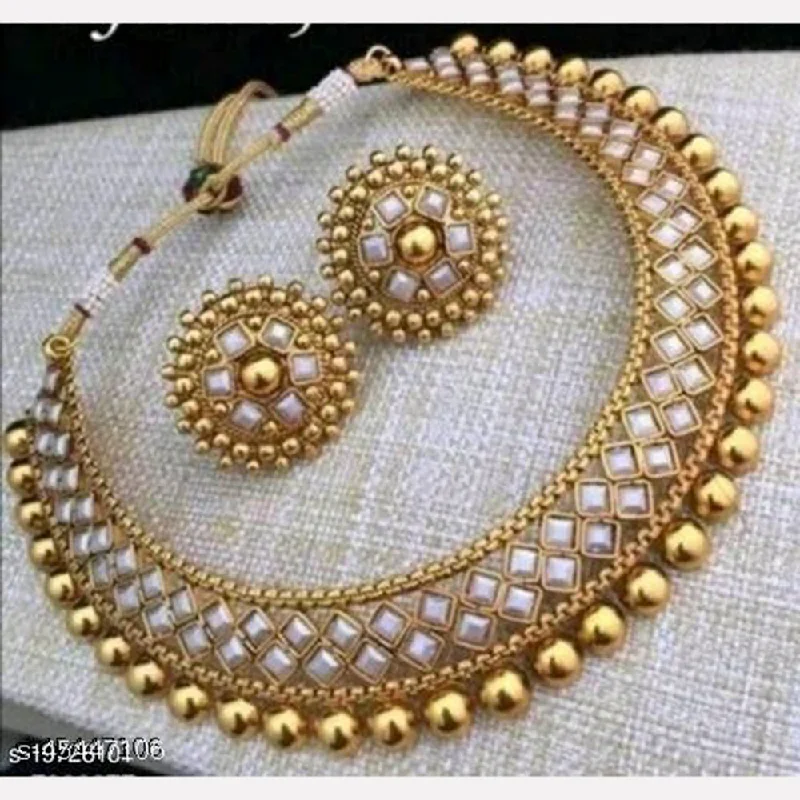 Wide bib necklaces-Sai Fashion Gold Plated Necklace Set