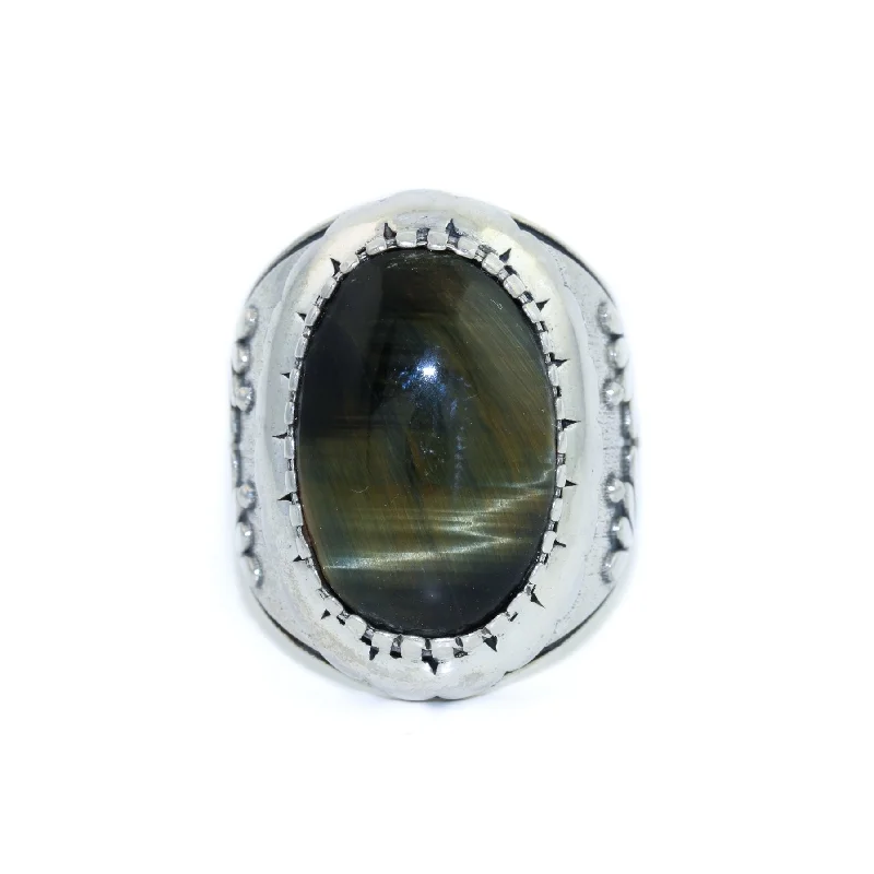 Bear charm rings-"Kiku" Ring x Blue Tiger's Eye