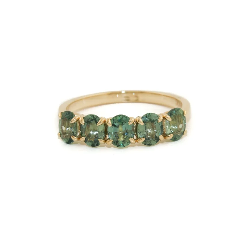 Night gothic rings-14K Gold x Ocean Teal Sapphire Band