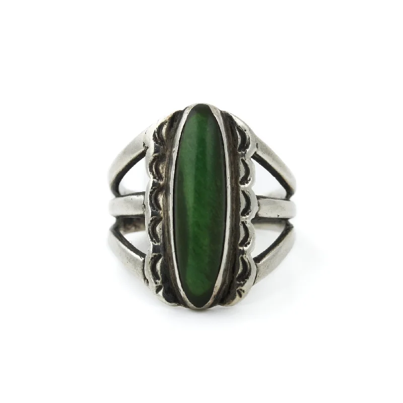 Full moon rings-1940's Green Oblong Turquoise Ring